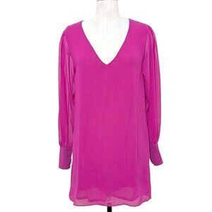 Rory Beca Long Sleeve Fuchsia Silk Shift Dress SZ M